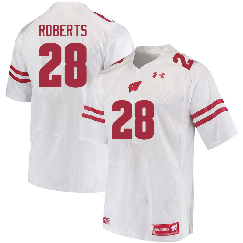 Men #28 Antwan Roberts Wisconsin Badgers College Football Jerseys Sale-White - Click Image to Close